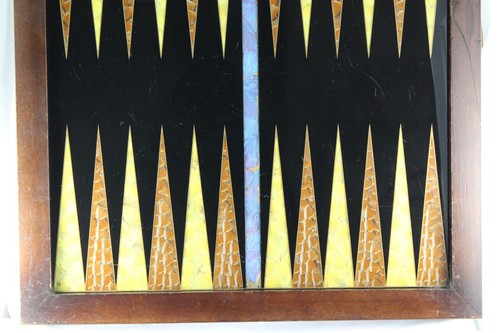 Vintage Butterfly Wing Backgammon Board Wood Frame Glass Top 17.5" **Condition - Picture 3 of 17