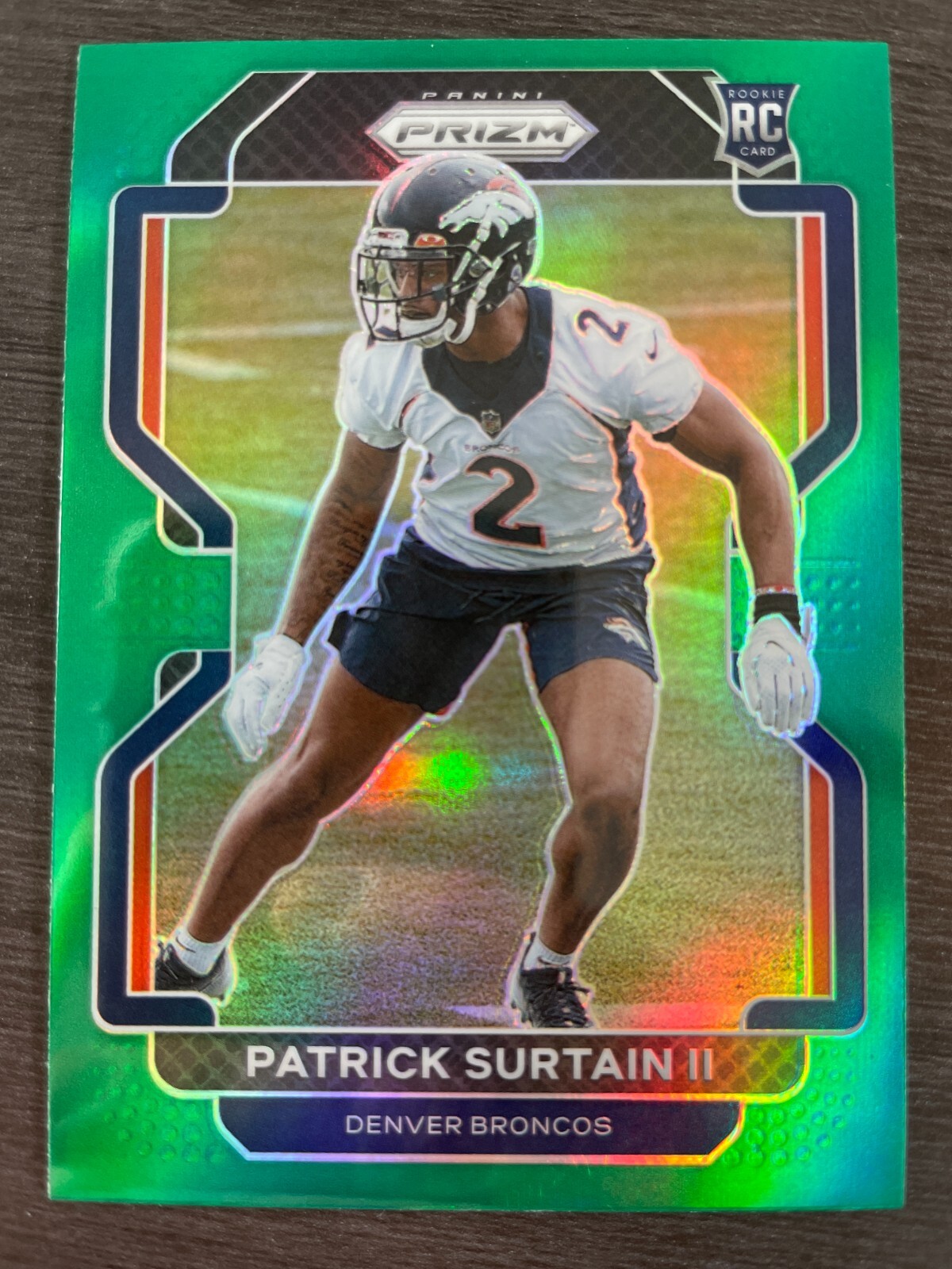 2021 Panini Prizm Patrick Surtain II Green Prizm Rookie RC #374 Denver Broncos