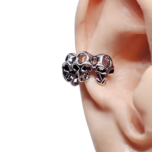 Ear Cuff Totenköpfe Wikinger Bart Clip On Haarspange Upper Helix 6 Skull Non-... - Bild 1 von 11