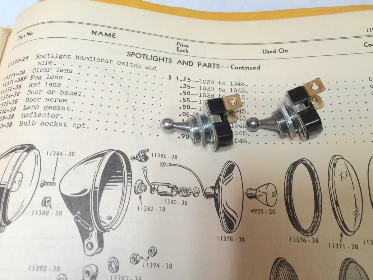 Harley Guide S-H2 Knucklehead Panhead Deluxe Spot Lamp Toggle