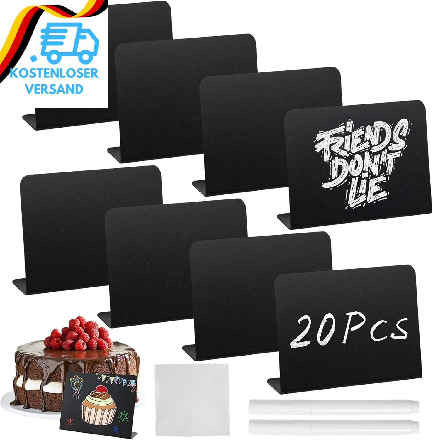 20 Set Mini Schiefertafel Zum Beschriften Kleine Tafel,Mit 2*Stift Und 1*Tuch Ab