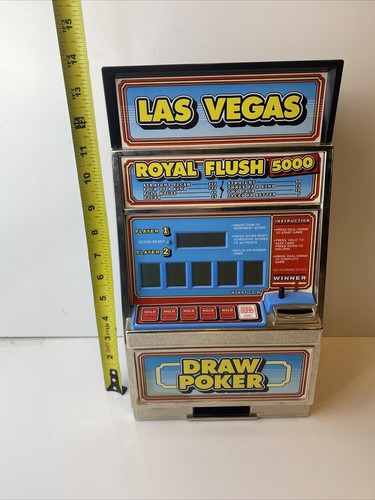 Vintage Las Vegas Draw Poker Electronic Slot Machine Bank Royal Flush 5000 WORKS - Picture 10 of 10