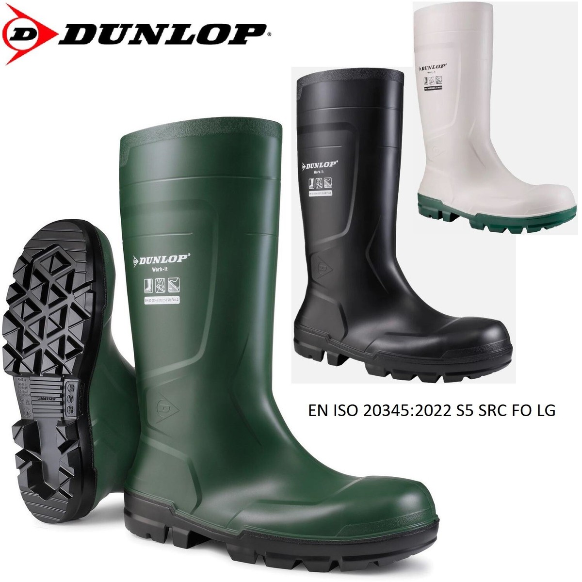 Mens Dunlop Wellies Heavy Duty SAFETY S5 Steel Toe Cap Work Wellington  Boots Sz