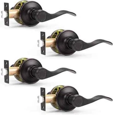 4PK Probrico Passage Keyless Door Lock Lever Handles Oil Rubbed Bronze Locksets