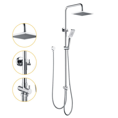 Decaura 8"/9" Round/Square Rain Shower Head Sliding Rail Set Mixer Taps WELS - Picture 42 of 85