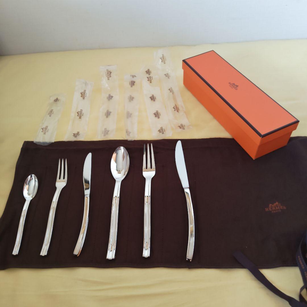 HERMES Onde Wave Silver Plated Cutlery Set 6pcs Dinner HERMES Onde Wave Silver Plated Cutlery Set 6pcs Dinner