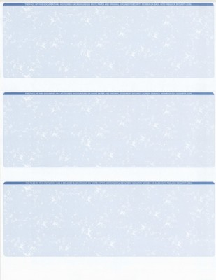 #ad 100 Sheets 300 Checks Blank Check Stock Paper Blue Three 3 on a Page $15.29
