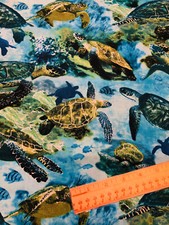 FQ Beautiful Sea Turtles Swimming Cotton Fabric Fat Quarter