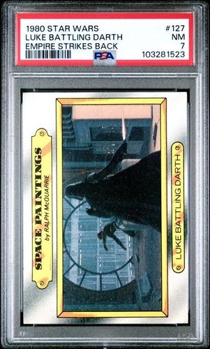 1980 Star Wars LUKE BATTLING DARTH Empire Strikes Back SPACE PAINTINGS 127 PSA 7