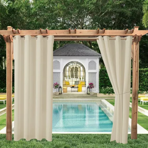 1/2 Stück Wasserdicht Outdoor Terrasse Vorhänge 52" Breit Sichtschutz Verdunkelung Pergola Schatten - Bild 44 von 124