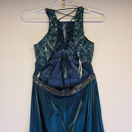 Envious Couture Prom Dress 14 Sequin Beaded Lace Up Whimigoth Maxi Gown READ - Picture 9 of 22