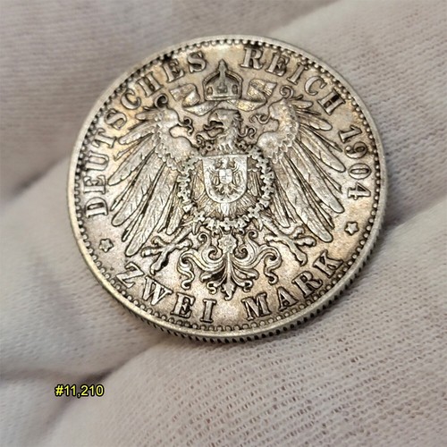 1904 F German States Wurttemberg Silver 2 Mark WILHEM II WILLIAM - Picture 8 of 15