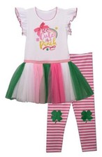BONNIE JEAN Girl's 5 St. Patty's Day "Too Cute" Tutu Top Legging Set NWT 54