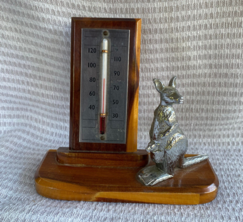 Vintage Australian desk top Thermometer with metal Kangaroo. - Picture 1 of 4
