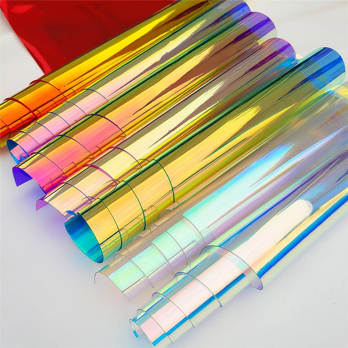 Ciieeo 1 Sheet Illusion Film PVC Iridescent Film Transparent Holographic  Film Glitter Fabric Holographic Vinyl Rainbow Holographic Vinyl Film Metal