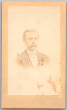 Antique CDV Circa 1870s G.H. Warren Handsome Man Mustache Boston Mass