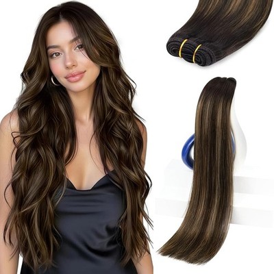 Hair Extensions 135G 22 Inch Human Balayage Dark Brown Sunny Real Hand-Tied