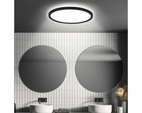 Led Sensor Deckenleuchte IP44 18W 2400 Lm 4000 K HxØ 3X29 Cm Slim Schwarz + Back