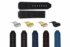26MM LEATHER RUBBER WATCH BAND STRAP FOR HUBLOT WATCH BLACK, BLUE, BROWN, ROYAL