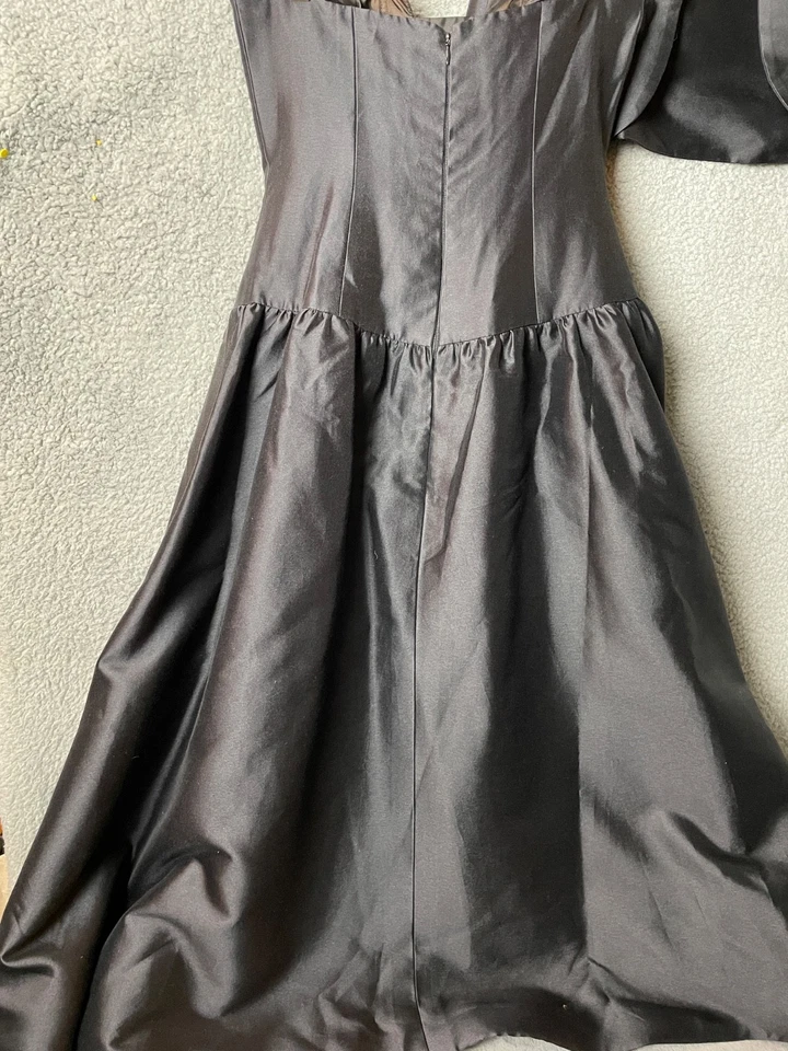 Vestido de Noche de Colección Rosa Taft Couture Negro Seda con Chaqueta Bolero Talla 10 Gala Formal Foto 4 de 4