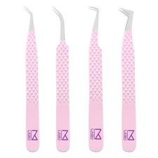 LASH Tweezers for Eyelash Extensions Set of 4 - Professional Lash Extension...