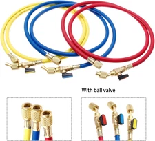 HVAC Refrigerant Charging Hoses w/ Ball Valves 1/4" SAE R410A 800 PSI Set