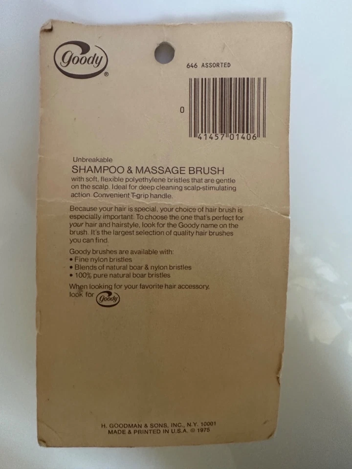 Champú y cepillo de masaje Goody 1975 vintage de colección azul verde 1975 EE. UU. nuevo nos Foto 2 de 4