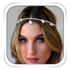 Wedding Head Chain Rhinestone Vintage Bride 1 Count Pack of 1 Silver-Boho