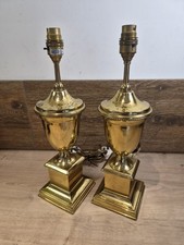 Pair Of Vintage Brass Lamps Made In England Quality Brassware Age Related Marks
