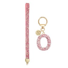 Initial Letter O Keychain for Women Rhinestone Alphabet Keychain, Pink