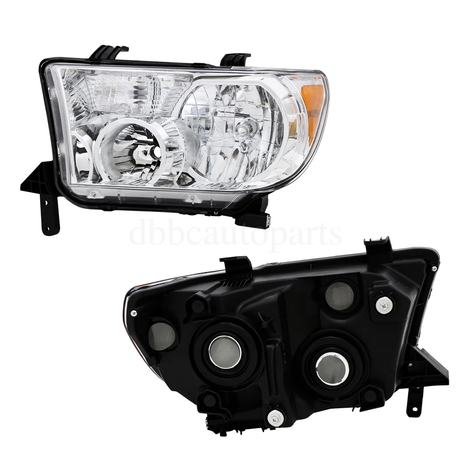 Headlights Fit For 2007-2013 Toyota Tundra 2008-2017 Sequoia Left+Right Pair - Image 2 of 4