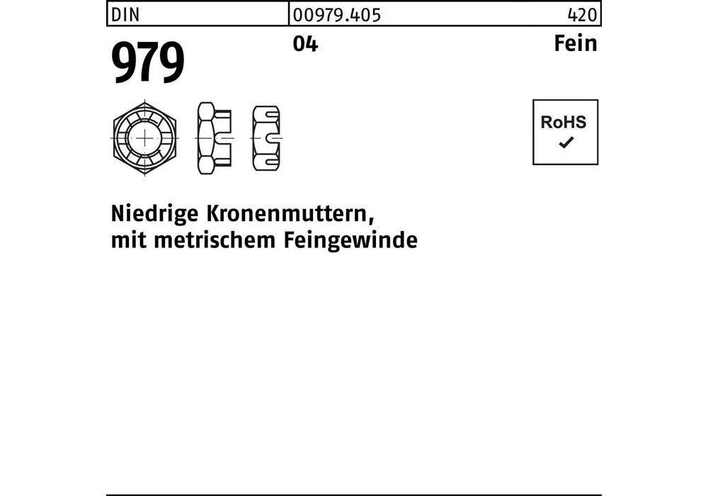 Рейхерный кронштейнмуттер DIN 979 niedrig M 52 x3 Automatenstahl