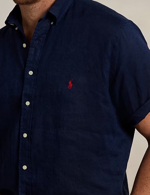 $145 Polo Ralph Lauren Men’s Big & Tall Linen Short Sleeve Shirt Navy Size 3XLT image 3