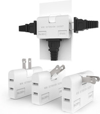 3 Way Flat Wall Outlet Extender Safe AC Adapter - 2-Prong Swivel Mini Indoor Wal