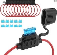 14 AWG Inline Fuse Holder, 20 Pack with Waterproof Lid and 15A Fuses for 12V