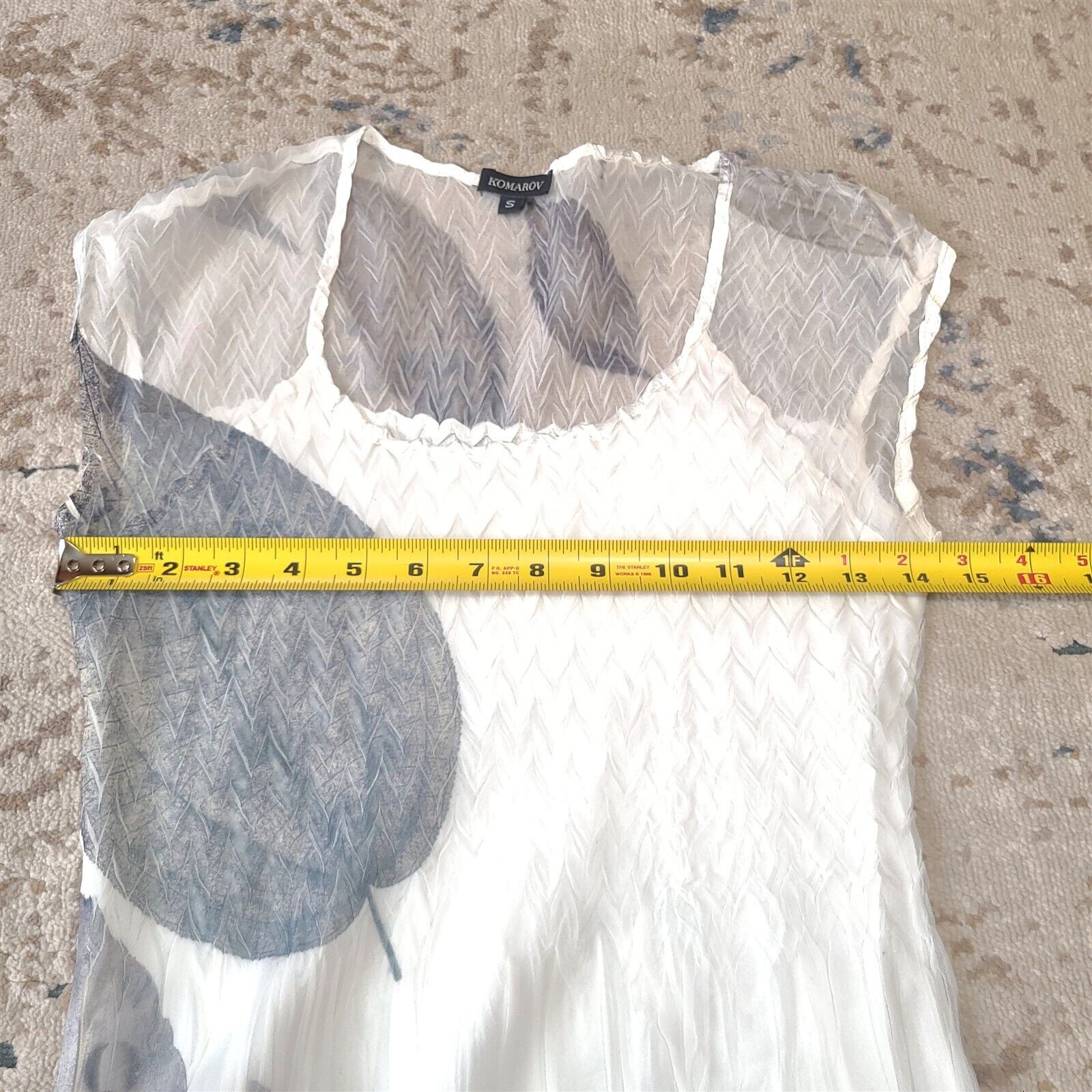 Komarov Sheer Lined Leaf Pattern Tiered Dress Wom… - image 6