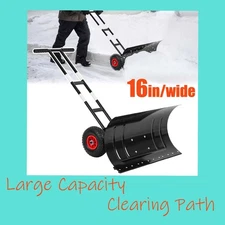 Wheeled Snow Pusher Ergonomic Driveway Snow Removal Shovel