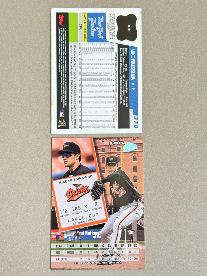 Mike Mussina -- 1994 Leaf #105 -- Baltimore Orioles - Image 2 of 2