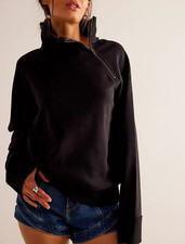 Free People We The Free Just A Game Half-Zip Sweatshirt Top Slouchy L NEW 282629