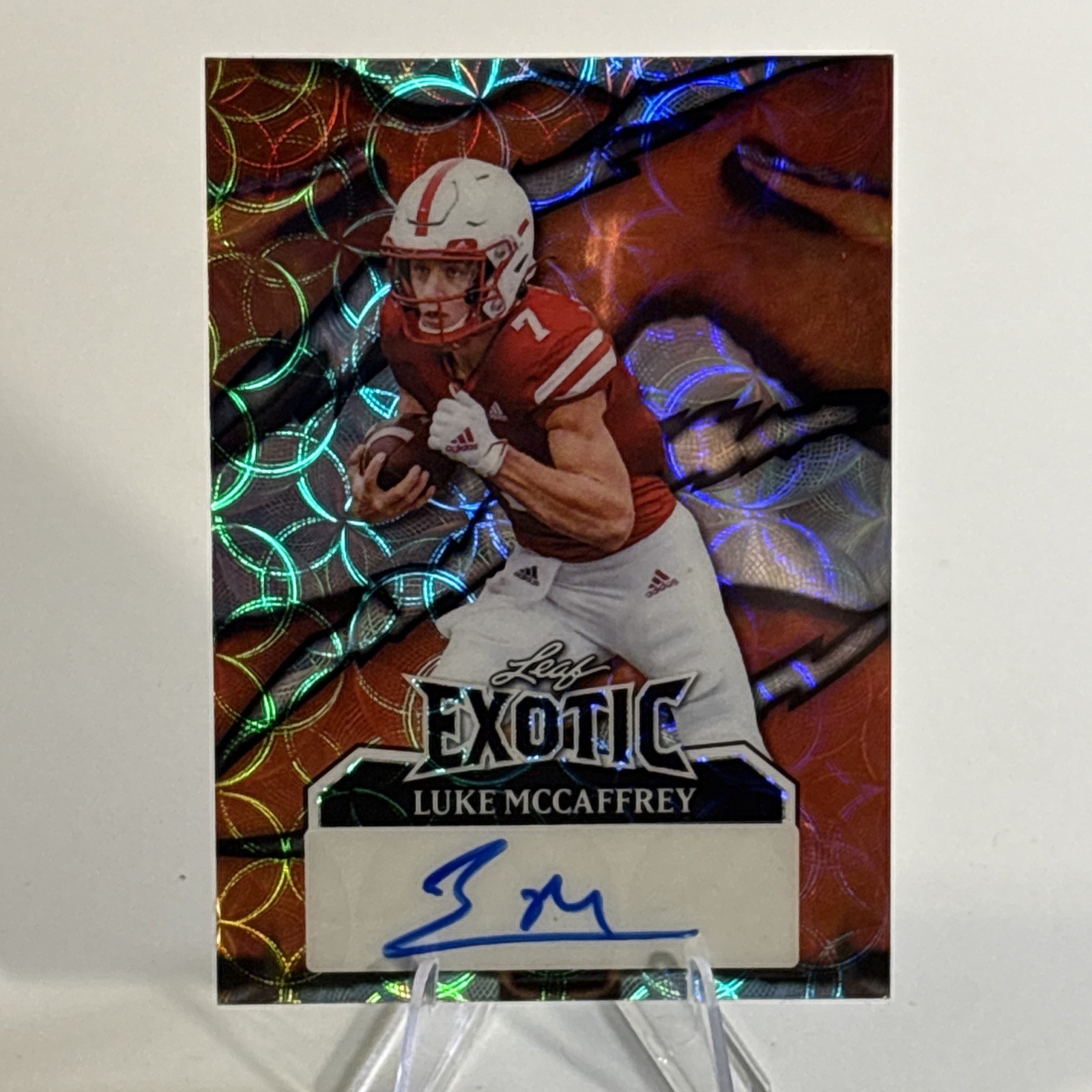 Luke McCaffrey Leaf Eclectic Exotic Autograph #ELMC Base