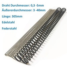 Druckfeder Federstahl / Edelstahl Draht 0,3 mm - 5 mm 305 mm Länge Spiralfeder