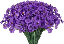 15 Bundles Artificial Flowers for Outdoors No Fade Faux Plastic Shrubs Fake Silk