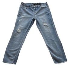 Kenneth Cole Women's Skinny Medium Wash Blue Denim Jeans Distressed Button Zip
