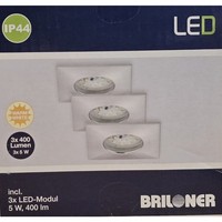 Briloner Einbauleuchte Attach One LED 3Er Set Aluminium 5W Eckig IP44
