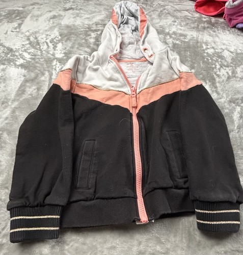 Hoodie Girl Small 6-7 Pink Gold Black Light Warm Up Windbreaker Outdoor - Picture 1 of 4