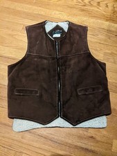 Vintage 70s 80s Outerwear Brown Suede Sherpa Lined Western Vest sz M/L