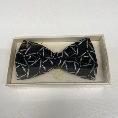Vintage Retro BEAU MONDE Fliege fertig gebunden verpackt schwarz gold Sartorial