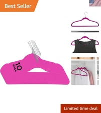 Maximize Closet Space with 10 Fuchsia Velvet Huggable Hangers - No Slipping
