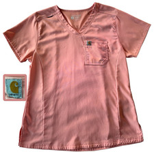Carhartt Modern Fit Scrub Top C12137 Women M Rugged FlexPeak Workwear HTF Sorbet