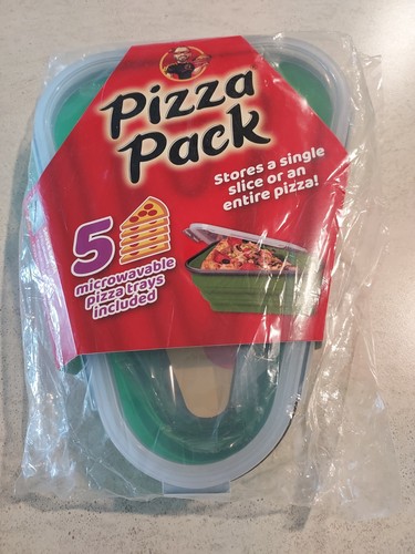 Pizza Pack Container And (5) Trays NIP Green Silicone BPA-Free Microwaveable - Picture 3 of 3